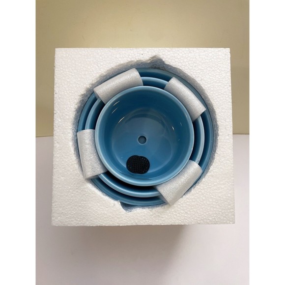 COPY - Ceramic Flower Succulent Planter Pots w/ Attached Saucer, Set of 3, Blue - Picture 9 of 10